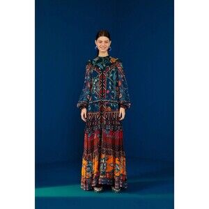 Farm Rio Long sleeve Maxi Dress, Relaxed, Small, New! Retail $335